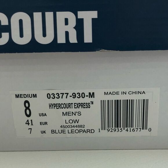 K-Swiss Hypercourt Express Blue Leopard Tennis Shoes. - Picture 15 of 16